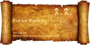 Kuris Korvin névjegykártya